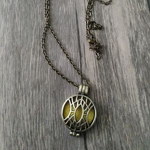 Antique brass tone oil diffuser necklace 24"